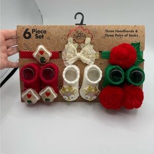 Baby Essentials New 6 Piece Set Handbands And Socks